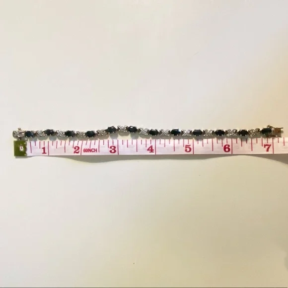 Sapphire with Diamond Accent Tennis Bracelet 💎 - Picture 4 of 5